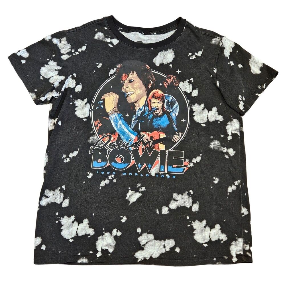 David Bowie Shirt Adult Medium Black 1973 World Tour Graphic Band Tee Music